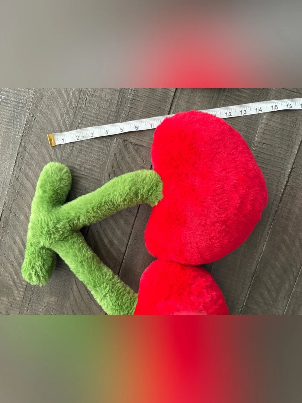 Plush Cherry Pillow Duo in Bright Red and Green
